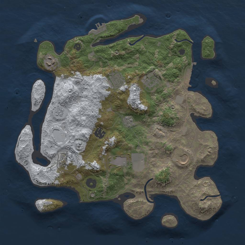 Rust Map: Procedural Map, Size: 3500, Seed: 344555466, 17 Monuments