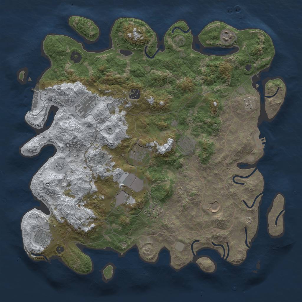 Rust Map: Procedural Map, Size: 4000, Seed: 1692384, 19 Monuments