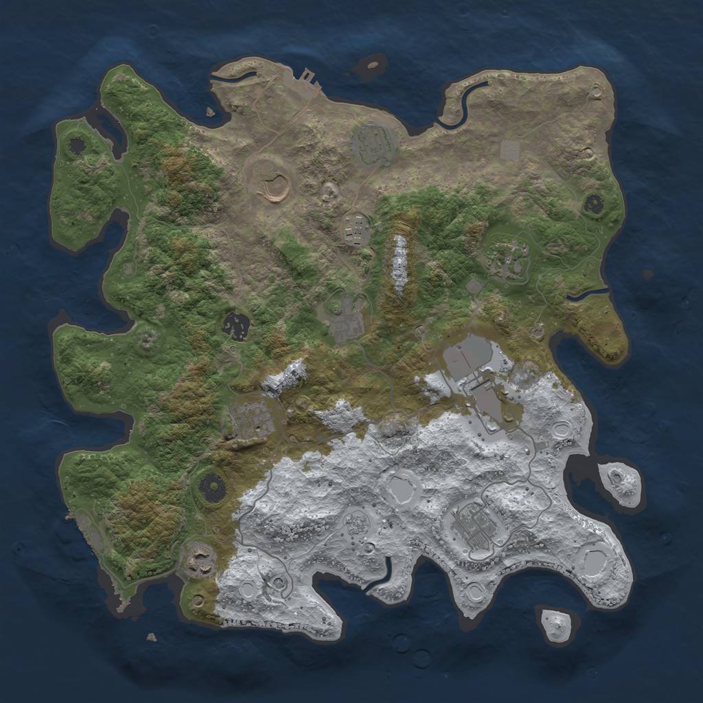 Rust Map: Procedural Map, Size: 3800, Seed: 16839629, 19 Monuments