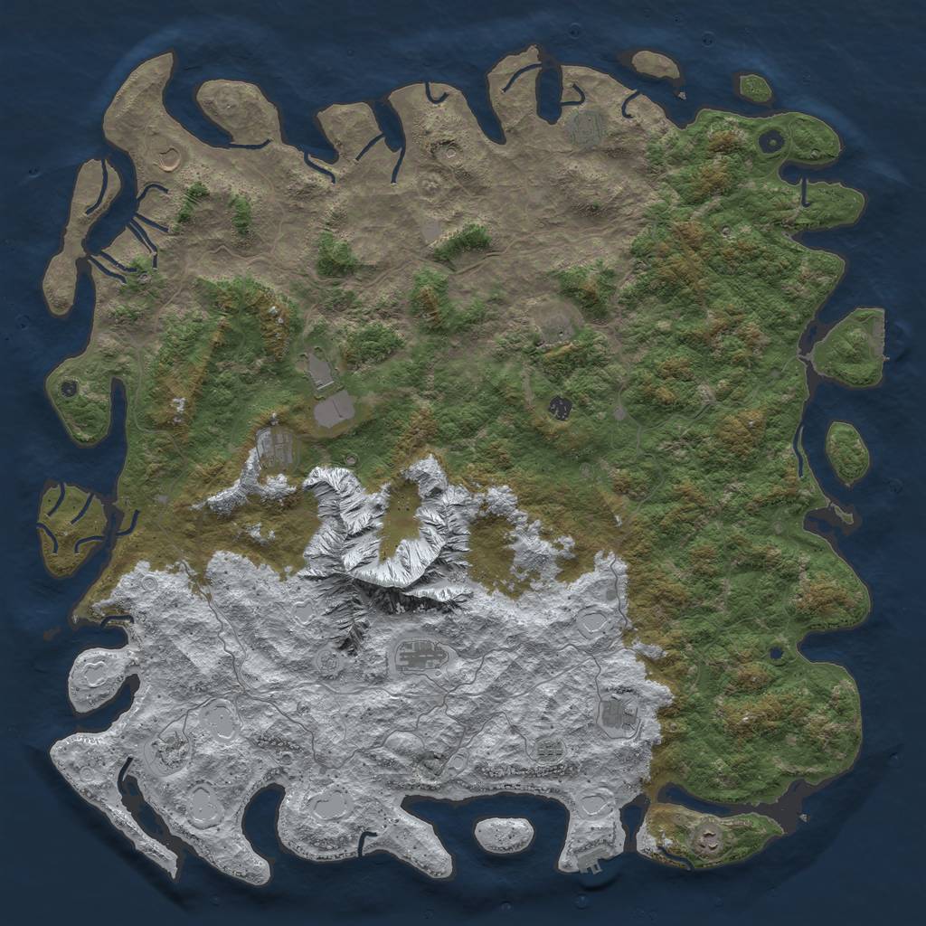 Rust Map: Procedural Map, Size: 6000, Seed: 666999777, 20 Monuments