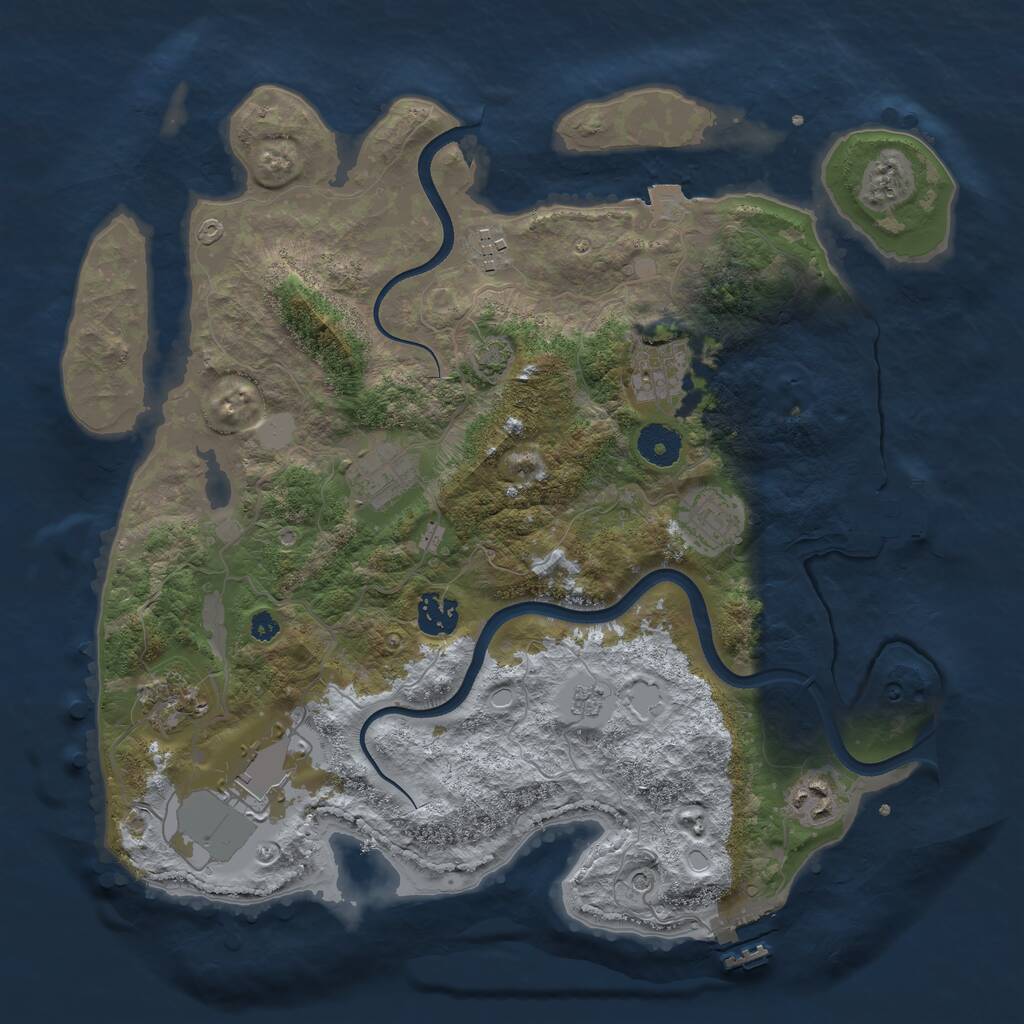 Rust Map: Procedural Map, Size: 3600, Seed: 6223517, 14 Monuments