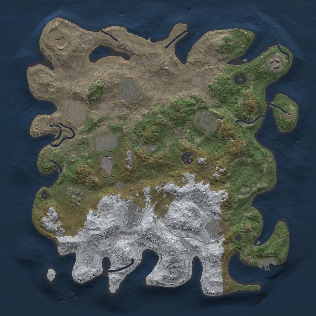 Rust Map: Procedural Map, Size: 3850, Seed: 1246411232, 20 Monuments