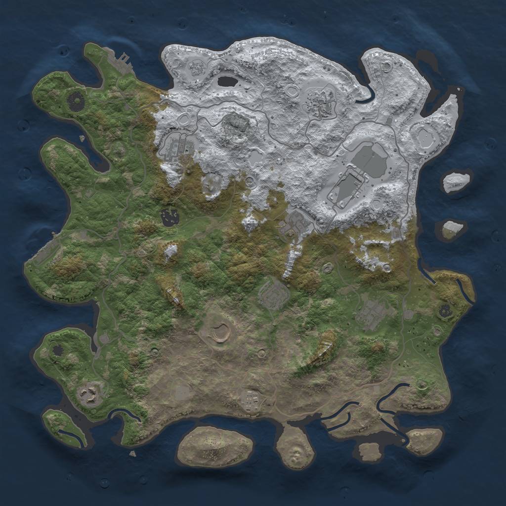 Rust Map: Procedural Map, Size: 4000, Seed: 354759, 19 Monuments