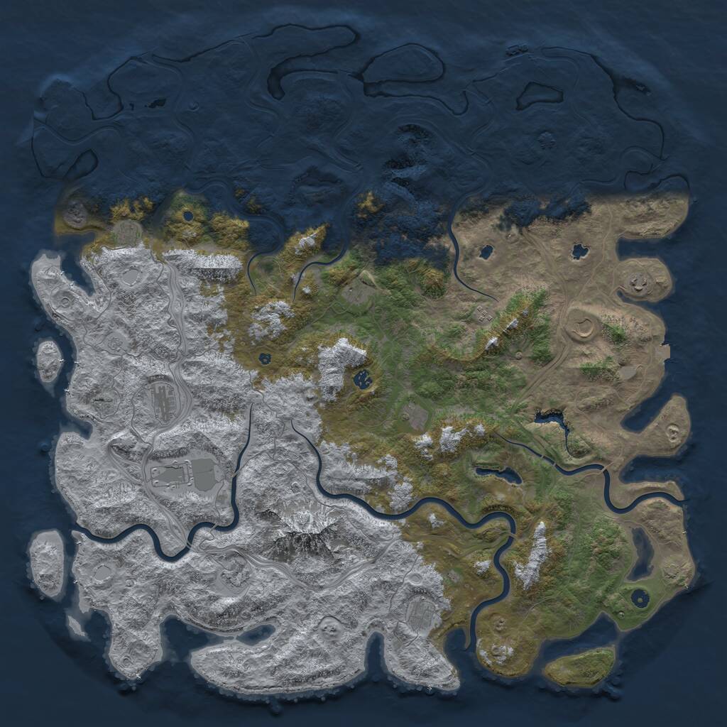 Rust Map: Procedural Map, Size: 6000, Seed: 838331, 17 Monuments