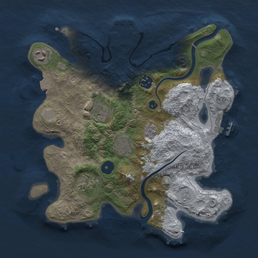Rust Map: Procedural Map, Size: 3000, Seed: 834925530, 12 Monuments