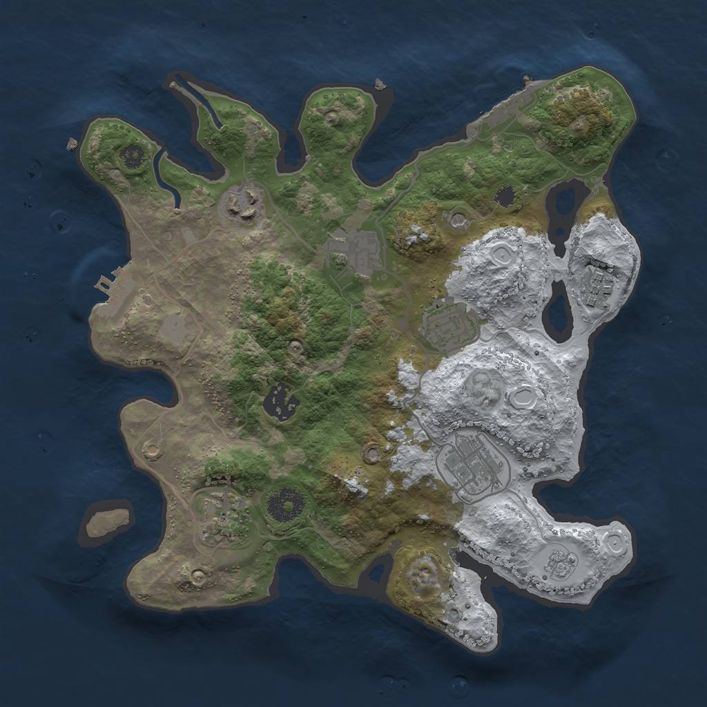 Rust Map: Procedural Map, Size: 3000, Seed: 834925530, 16 Monuments