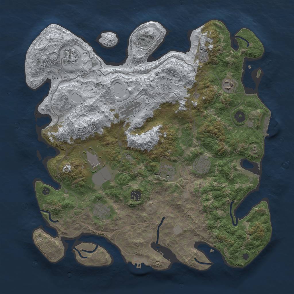 Rust Map: Procedural Map, Size: 4000, Seed: 474380, 18 Monuments