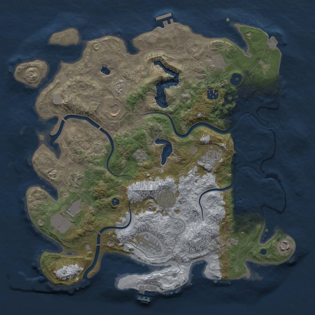 Rust Map: Procedural Map, Size: 4000, Seed: 413794, 16 Monuments