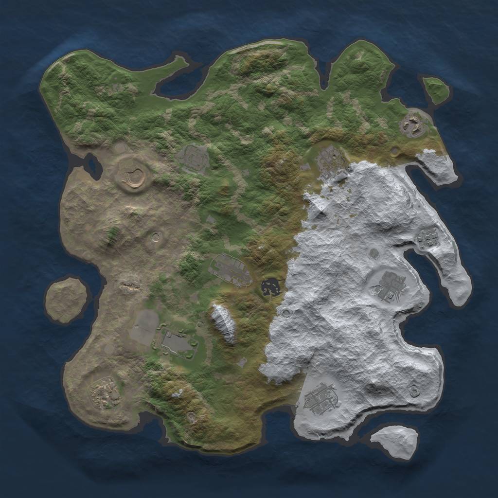 Rust Map: Barren, Size: 3850, Seed: 1536629423, 14 Monuments