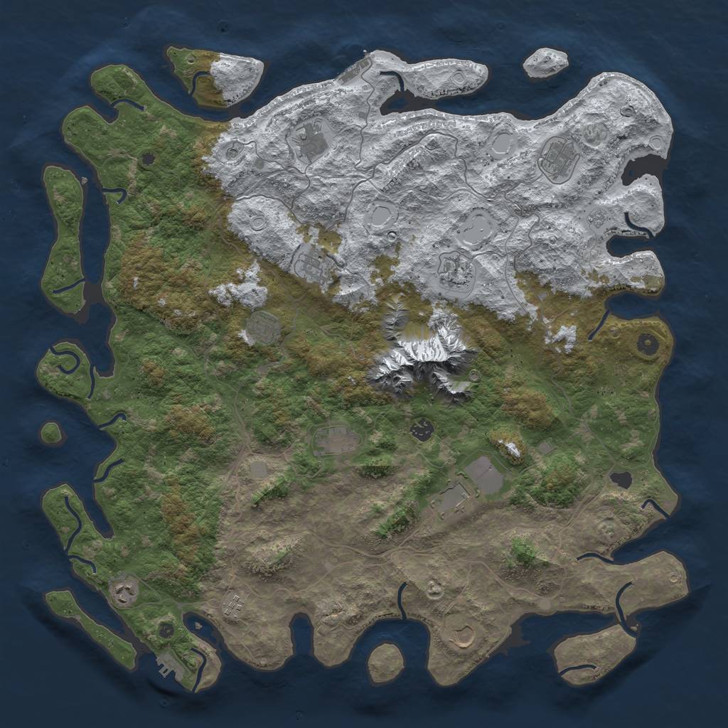 Rust Map: Procedural Map, Size: 5000, Seed: 65458, 20 Monuments