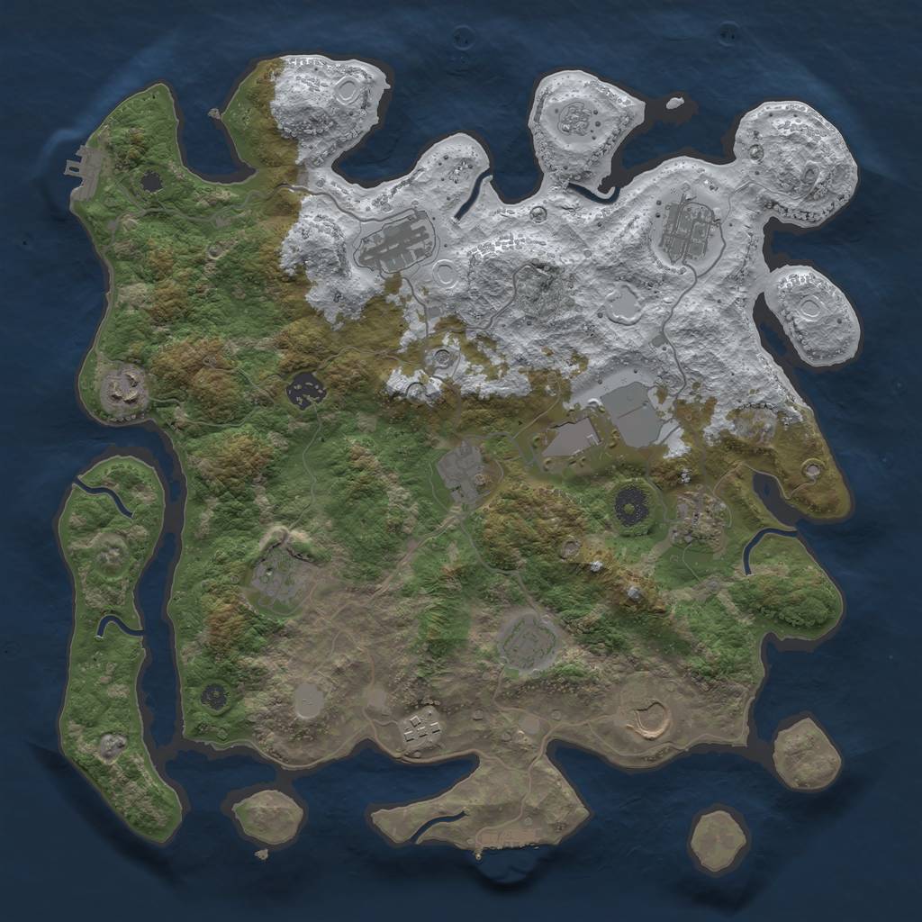 Rust Map: Procedural Map, Size: 3750, Seed: 34735082, 20 Monuments