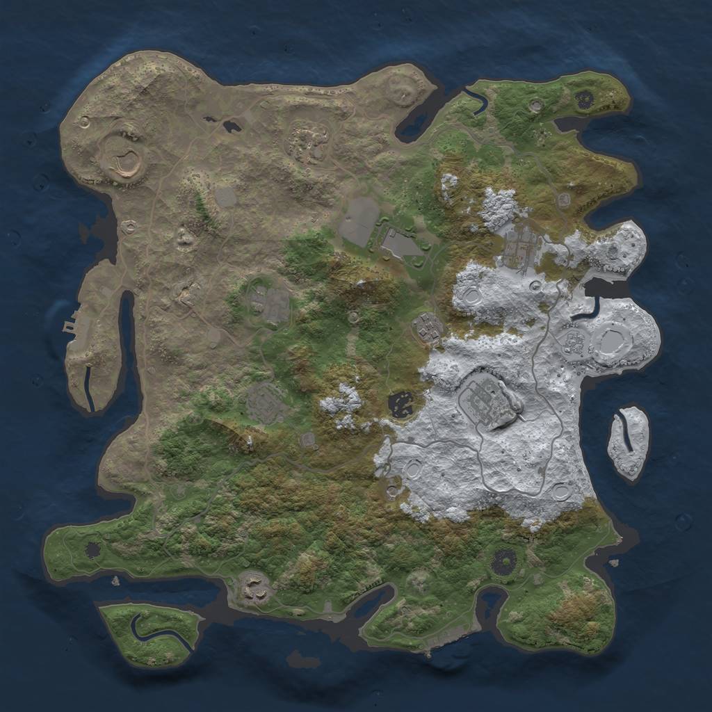 Rust Map: Procedural Map, Size: 4000, Seed: 23423, 19 Monuments