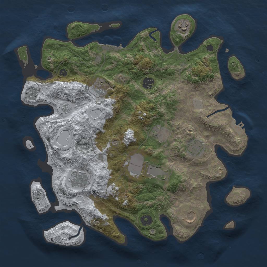 Rust Map: Procedural Map, Size: 3500, Seed: 56232, 18 Monuments