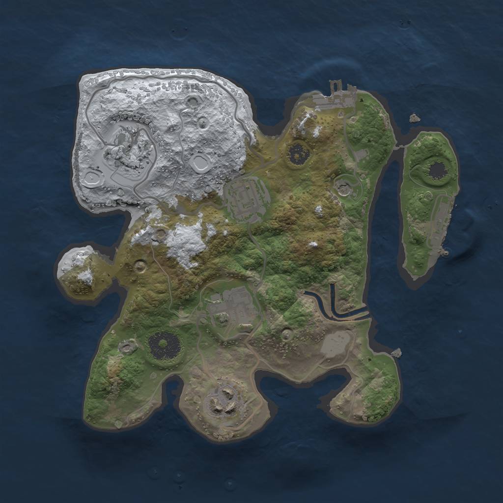 Rust Map: Procedural Map, Size: 2500, Seed: 5437344, 12 Monuments