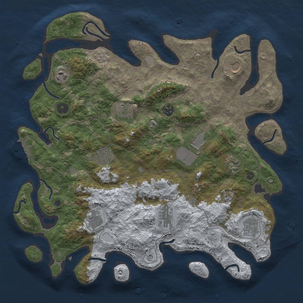 Rust Map: Procedural Map, Size: 4000, Seed: 1435452605, 19 Monuments