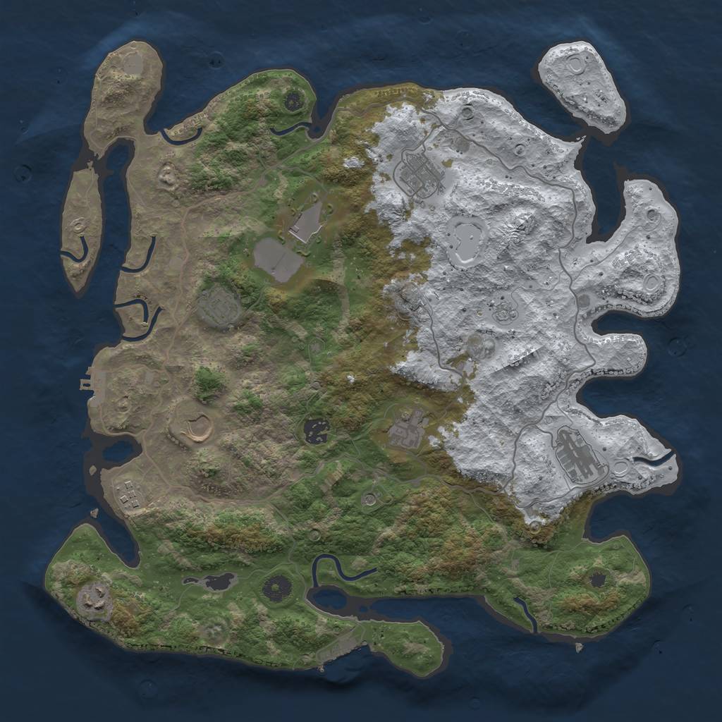 Rust Map: Procedural Map, Size: 4000, Seed: 819795, 18 Monuments