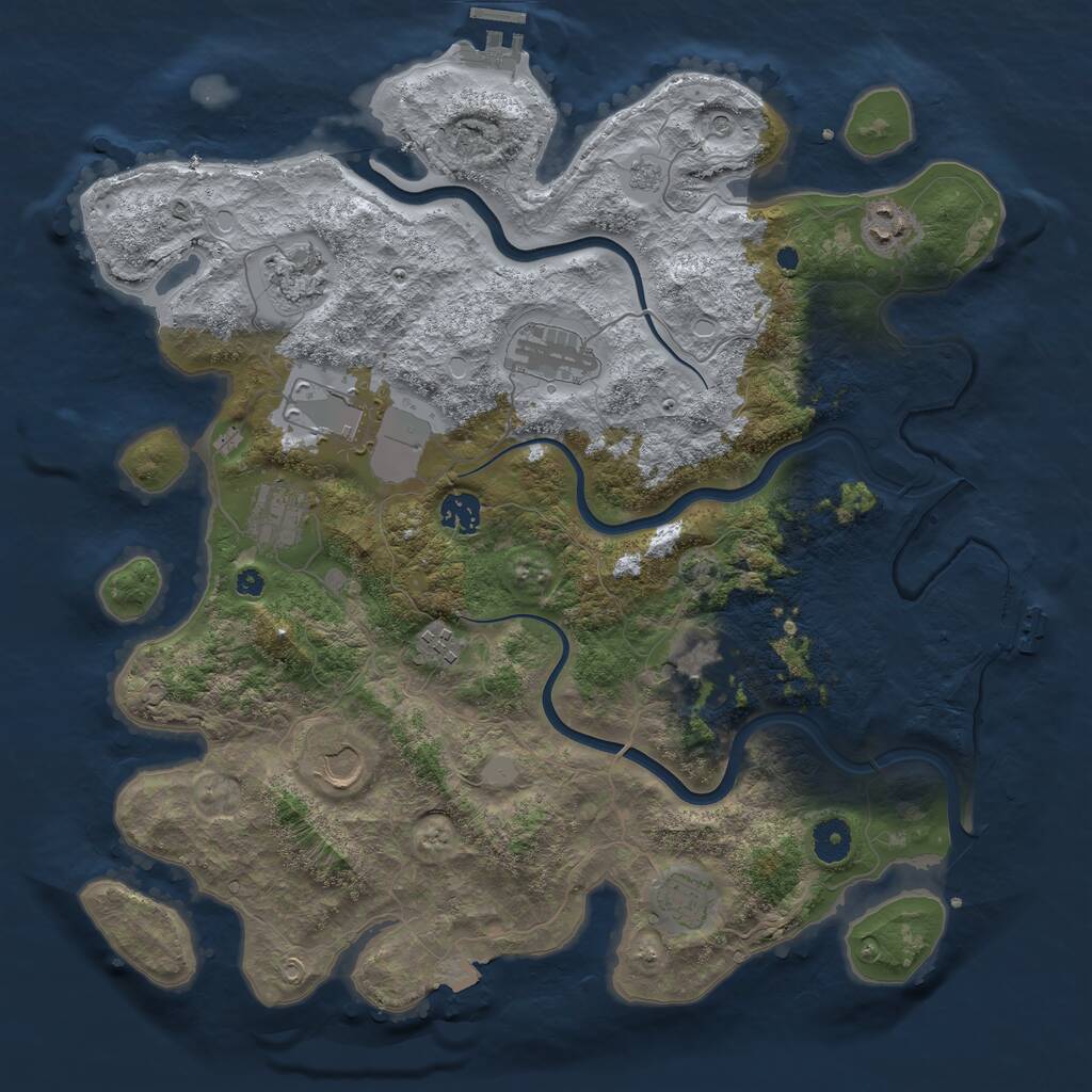 Rust Map: Procedural Map, Size: 3950, Seed: 1974220873, 16 Monuments