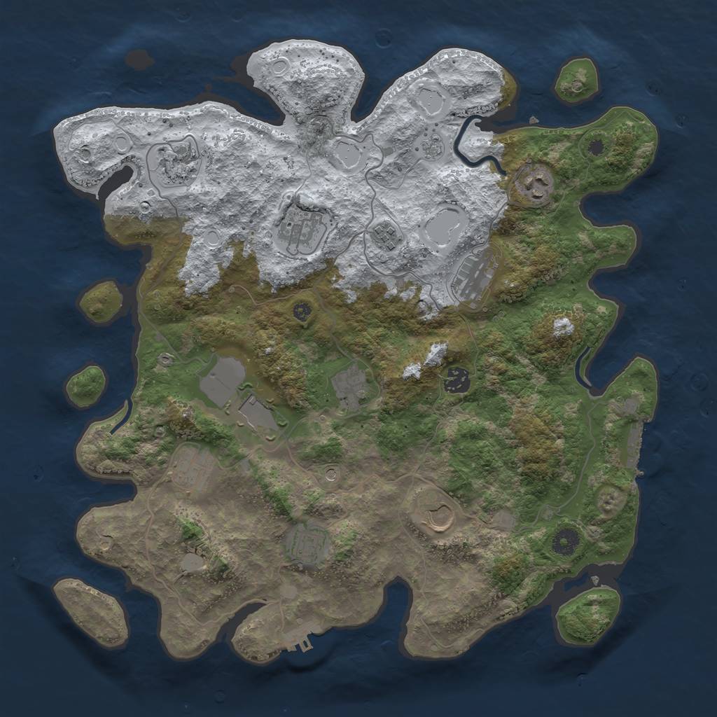 Rust Map: Procedural Map, Size: 3950, Seed: 1974220873, 20 Monuments