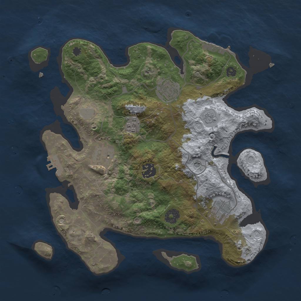 Rust Map: Procedural Map, Size: 3000, Seed: 1099127254, 14 Monuments