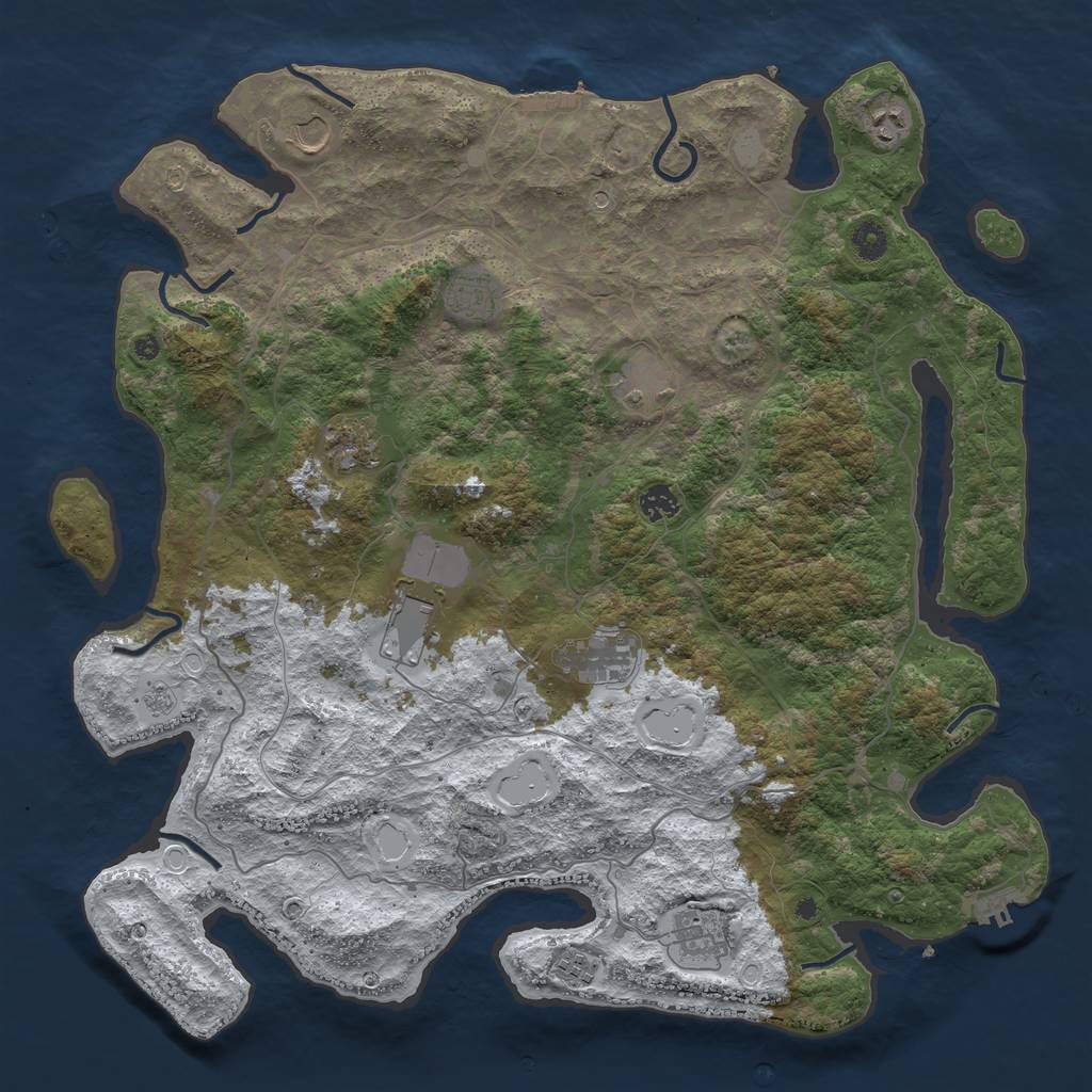 Rust Map: Procedural Map, Size: 4444, Seed: 2147483647, 19 Monuments