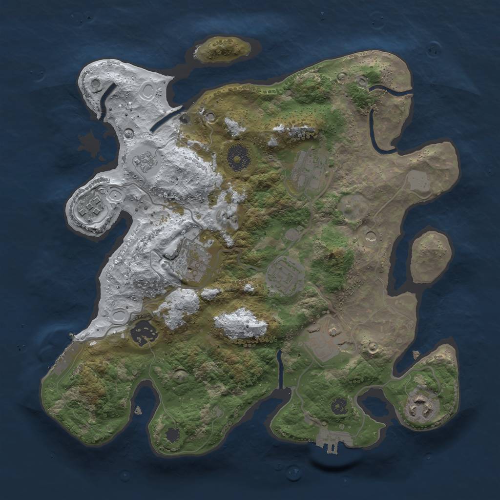 Rust Map: Procedural Map, Size: 3000, Seed: 691337, 16 Monuments