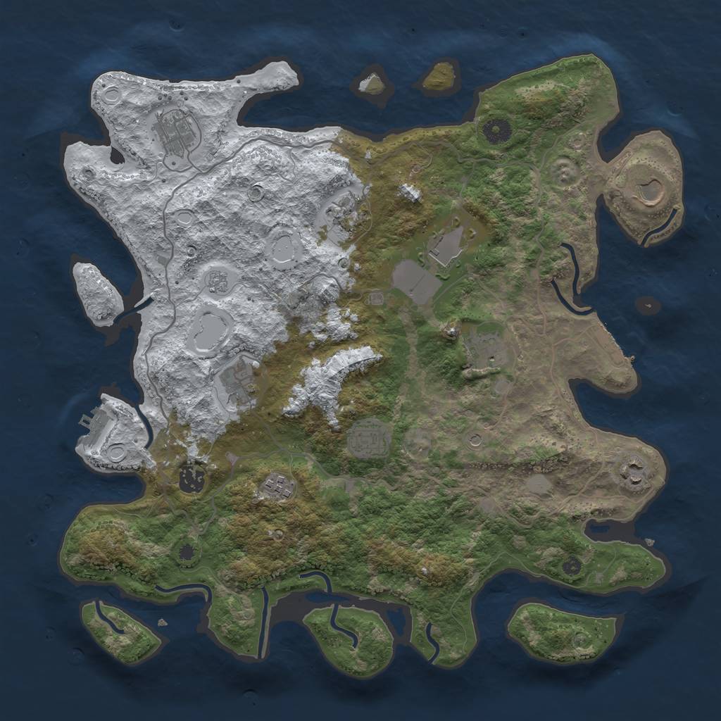 Rust Map: Procedural Map, Size: 4000, Seed: 443975, 19 Monuments