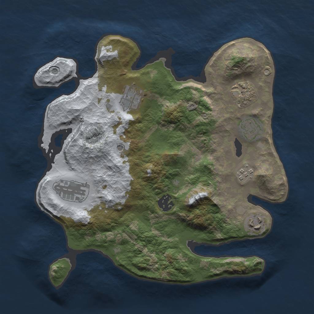 Rust Map: Barren, Size: 3000, Seed: 358, 10 Monuments