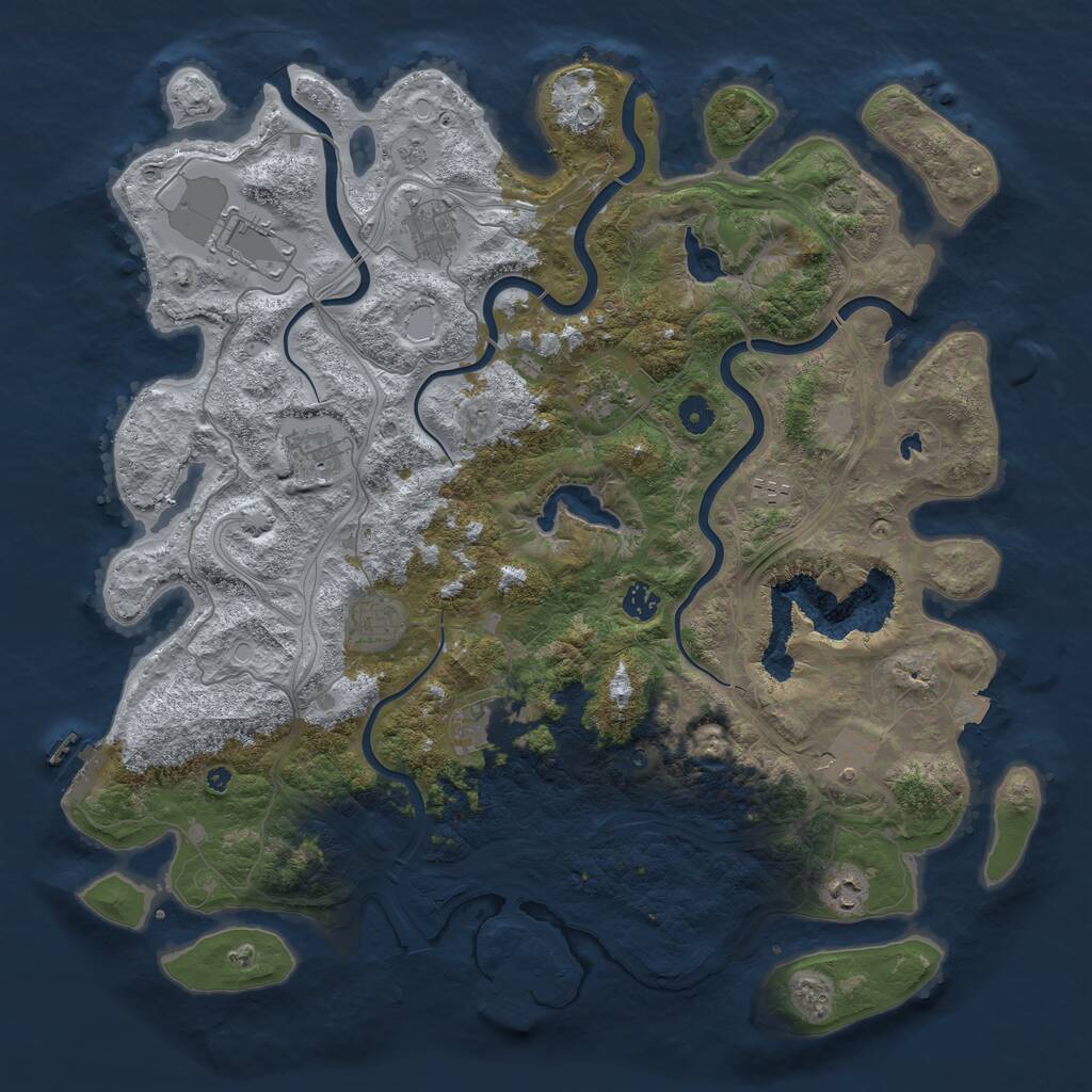 Rust Map: Procedural Map, Size: 4500, Seed: 860704313, 16 Monuments