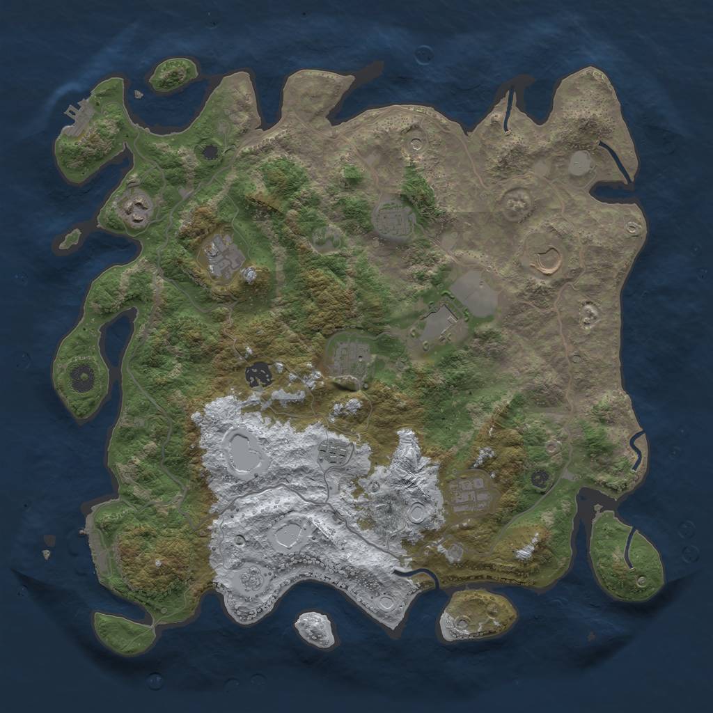 Rust Map: Procedural Map, Size: 4000, Seed: 874296, 18 Monuments