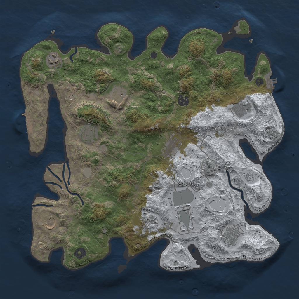 Rust Map: Procedural Map, Size: 3850, Seed: 801876133, 20 Monuments
