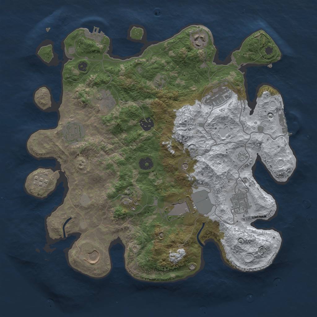 Rust Map: Procedural Map, Size: 3500, Seed: 45616010, 19 Monuments