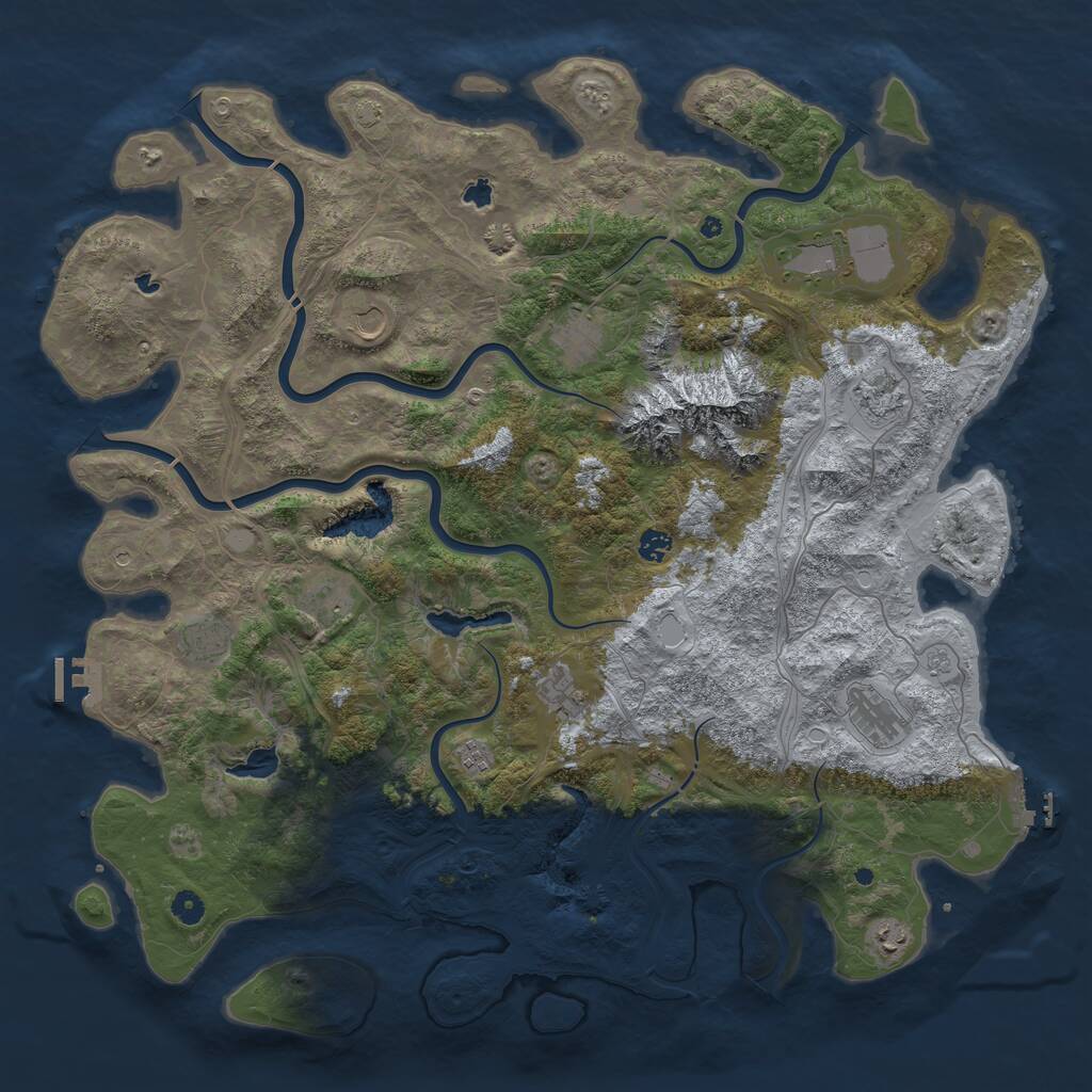 Rust Map: Procedural Map, Size: 5000, Seed: 567898368, 17 Monuments
