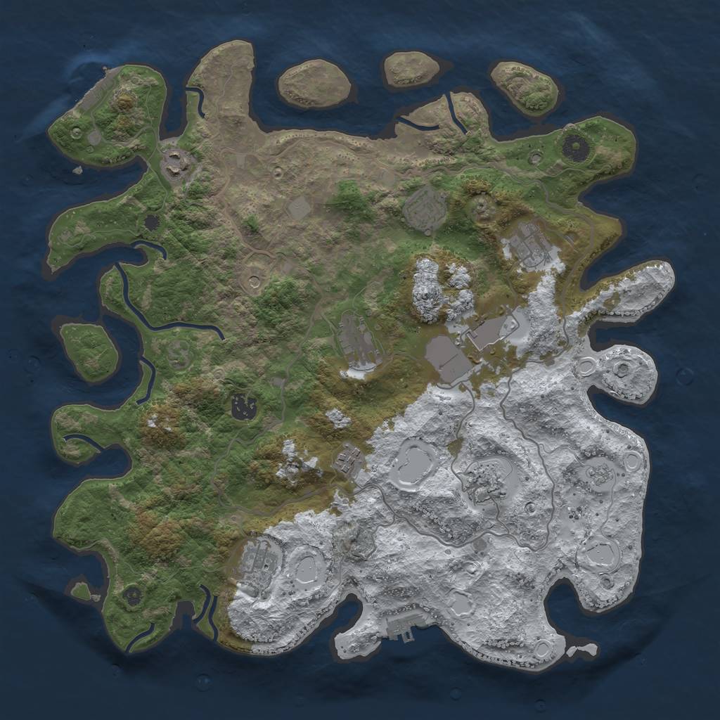 Rust Map: Procedural Map, Size: 4000, Seed: 22123, 18 Monuments