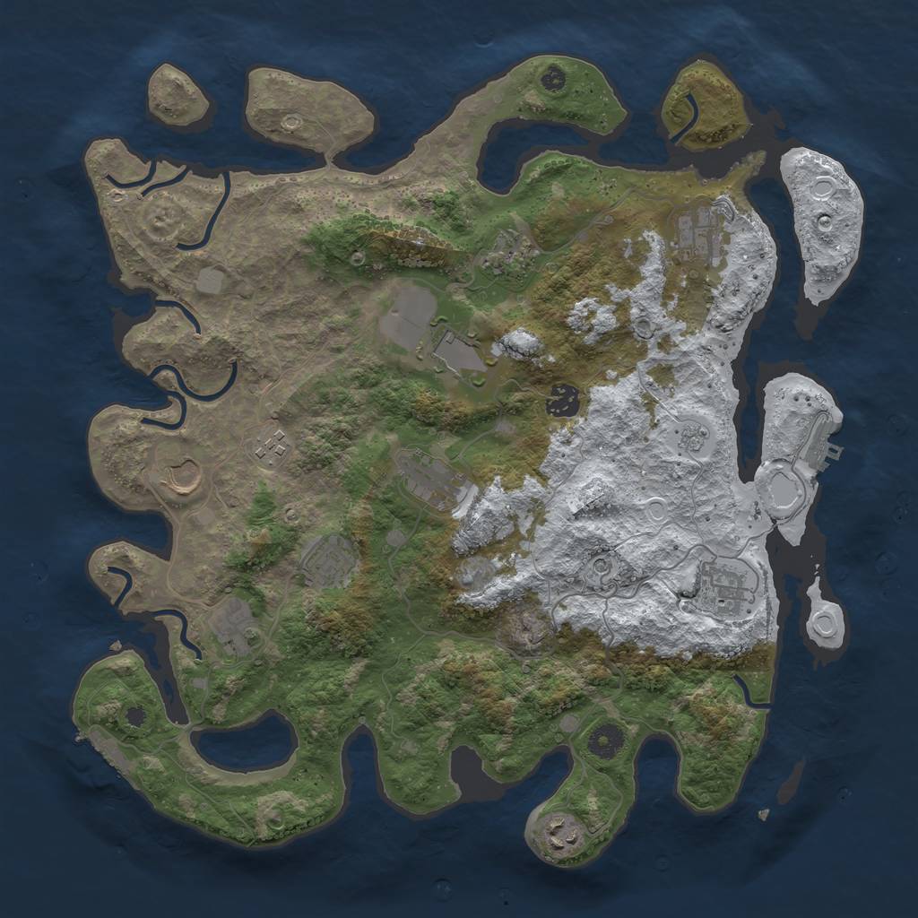 Rust Map: Procedural Map, Size: 3950, Seed: 1371524528, 20 Monuments