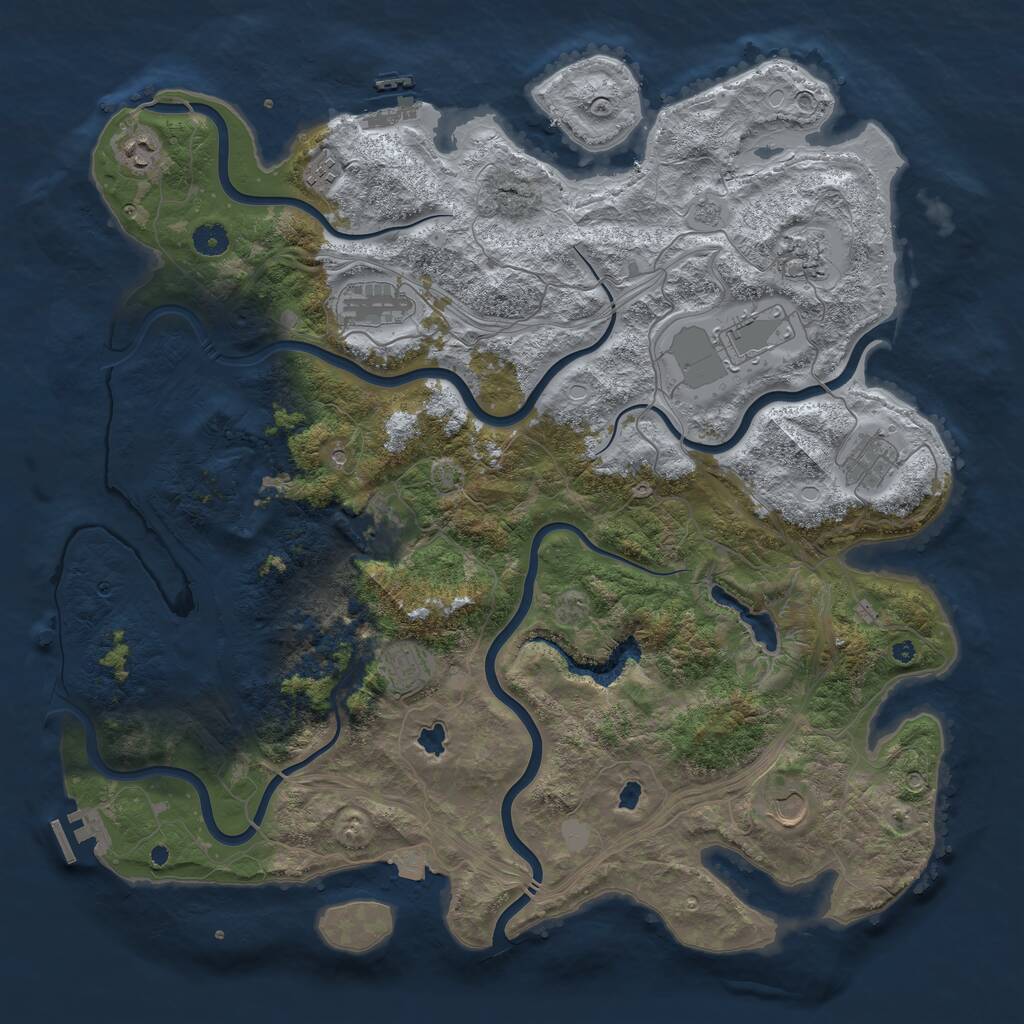 Rust Map: Procedural Map, Size: 4500, Seed: 2544420, 15 Monuments