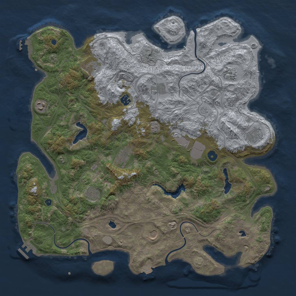 Rust Map: Procedural Map, Size: 4500, Seed: 2544420, 17 Monuments