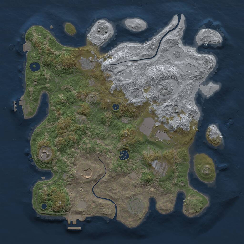Rust Map: Procedural Map, Size: 3700, Seed: 8308716, 15 Monuments