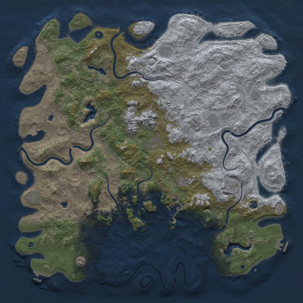 Rust Map: Procedural Map, Size: 5850, Seed: 144340, 17 Monuments