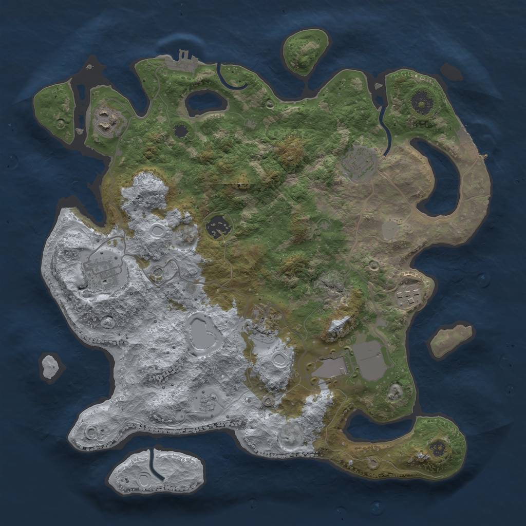 Rust Map: Procedural Map, Size: 3500, Seed: 103897956, 16 Monuments