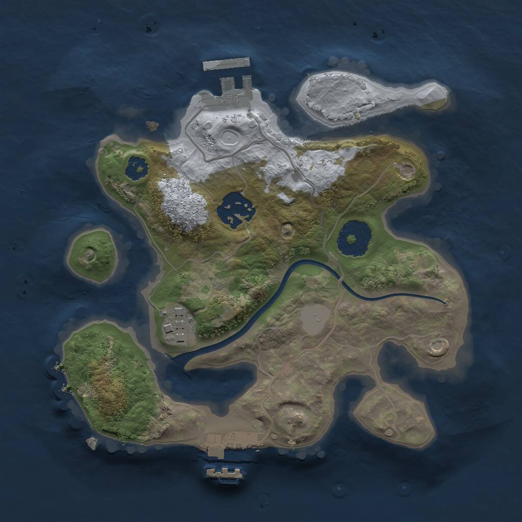Rust Map: Procedural Map, Size: 2250, Seed: 342332, 5 Monuments