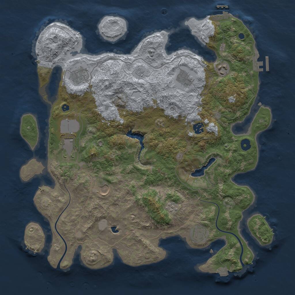 Rust Map: Procedural Map, Size: 4000, Seed: 1140044955, 14 Monuments