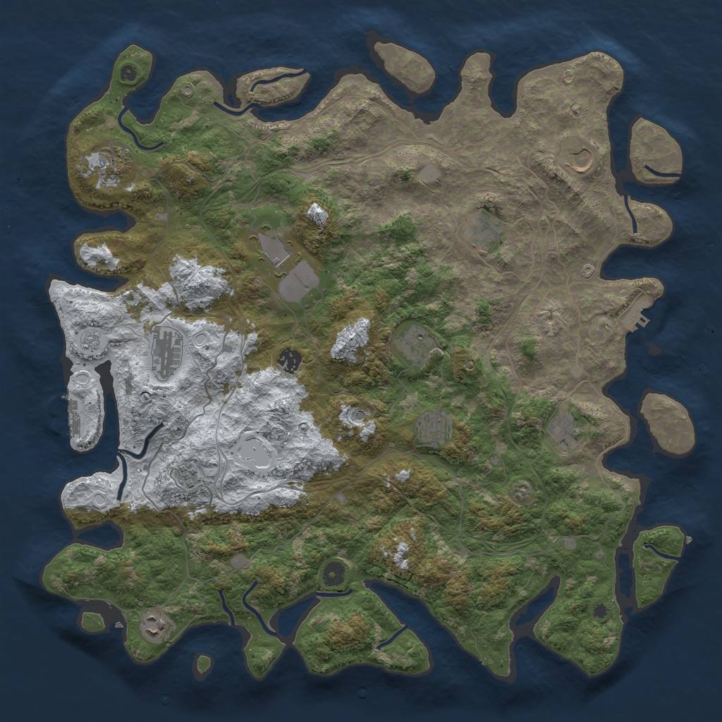 Rust Map: Procedural Map, Size: 4600, Seed: 1827775901, 20 Monuments