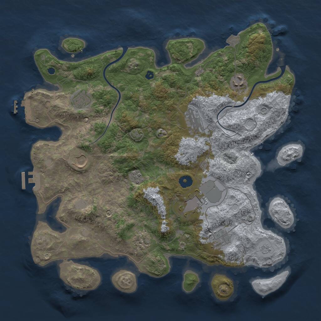 Rust Map: Procedural Map, Size: 3750, Seed: 415203088, 14 Monuments