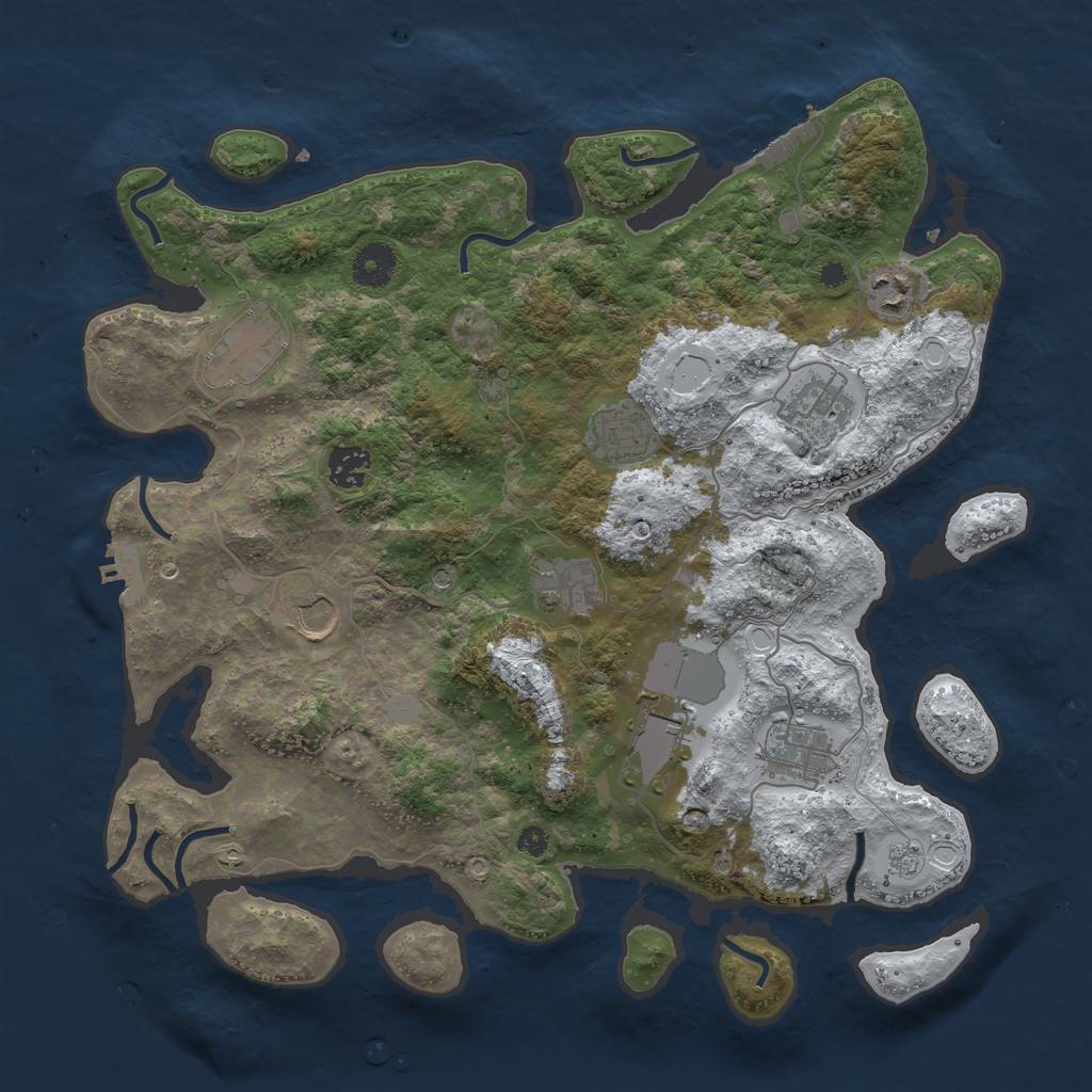 Rust Map: Procedural Map, Size: 3750, Seed: 415203088, 18 Monuments