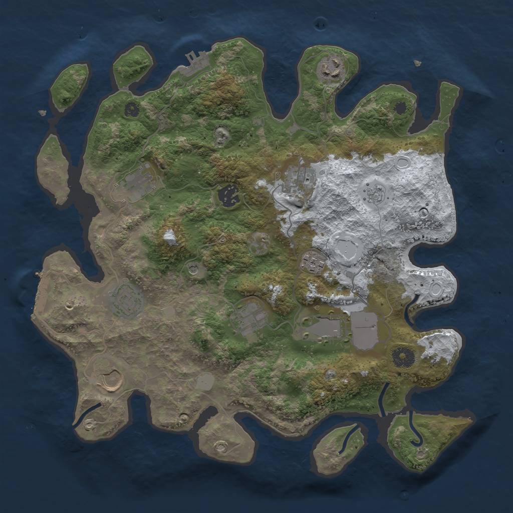 Rust Map: Procedural Map, Size: 3500, Seed: 882312400, 18 Monuments