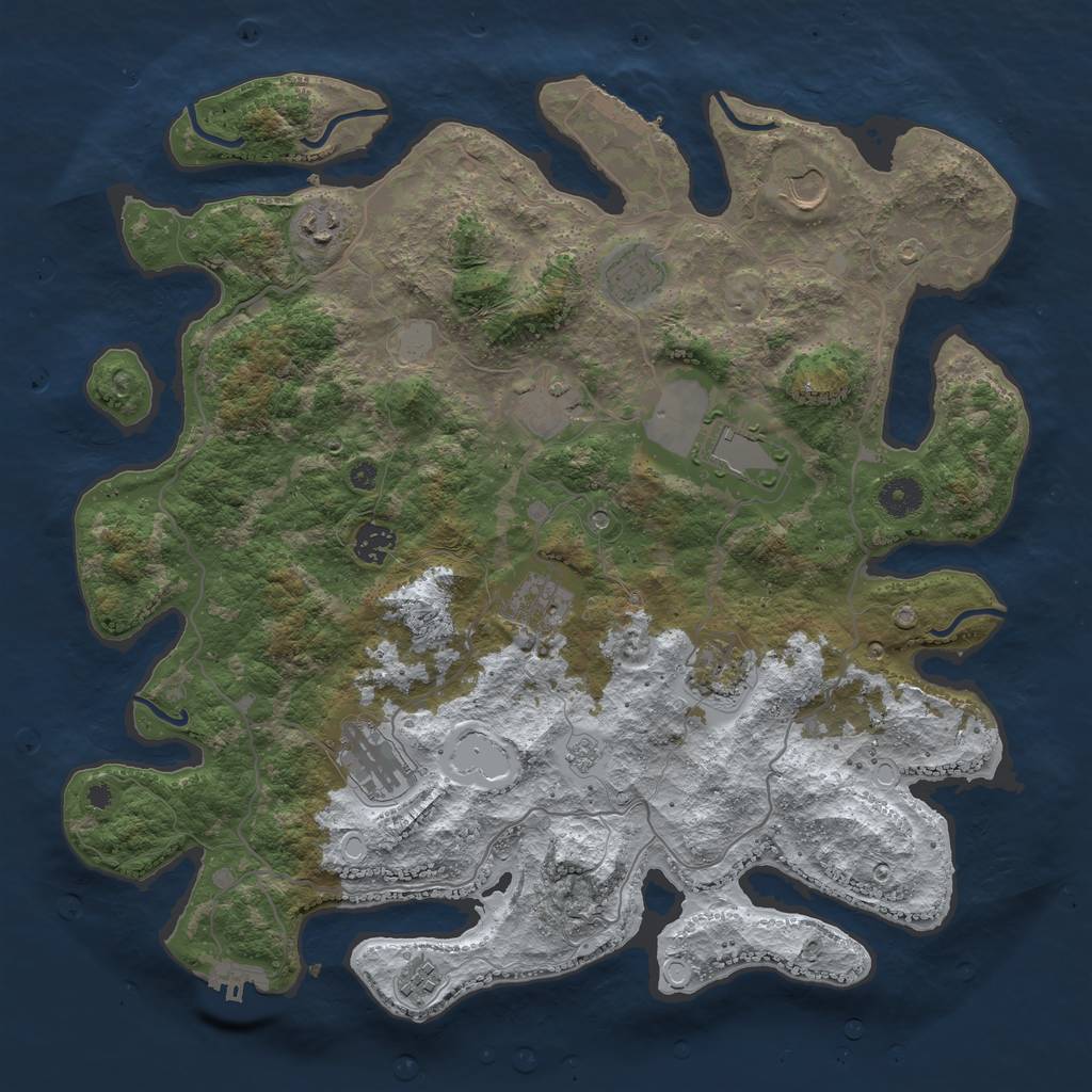 Rust Map: Procedural Map, Size: 4000, Seed: 707759507, 19 Monuments