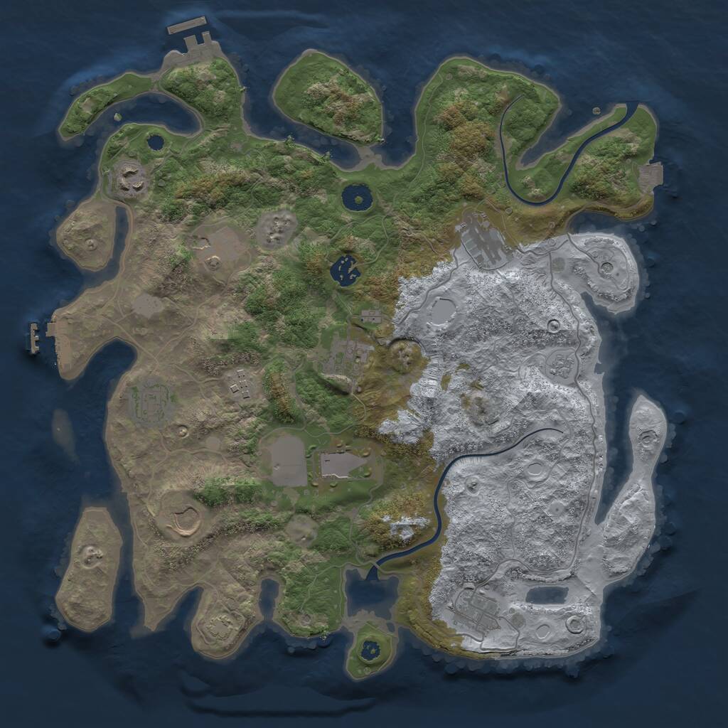 Rust Map: Procedural Map, Size: 3750, Seed: 415066333, 16 Monuments