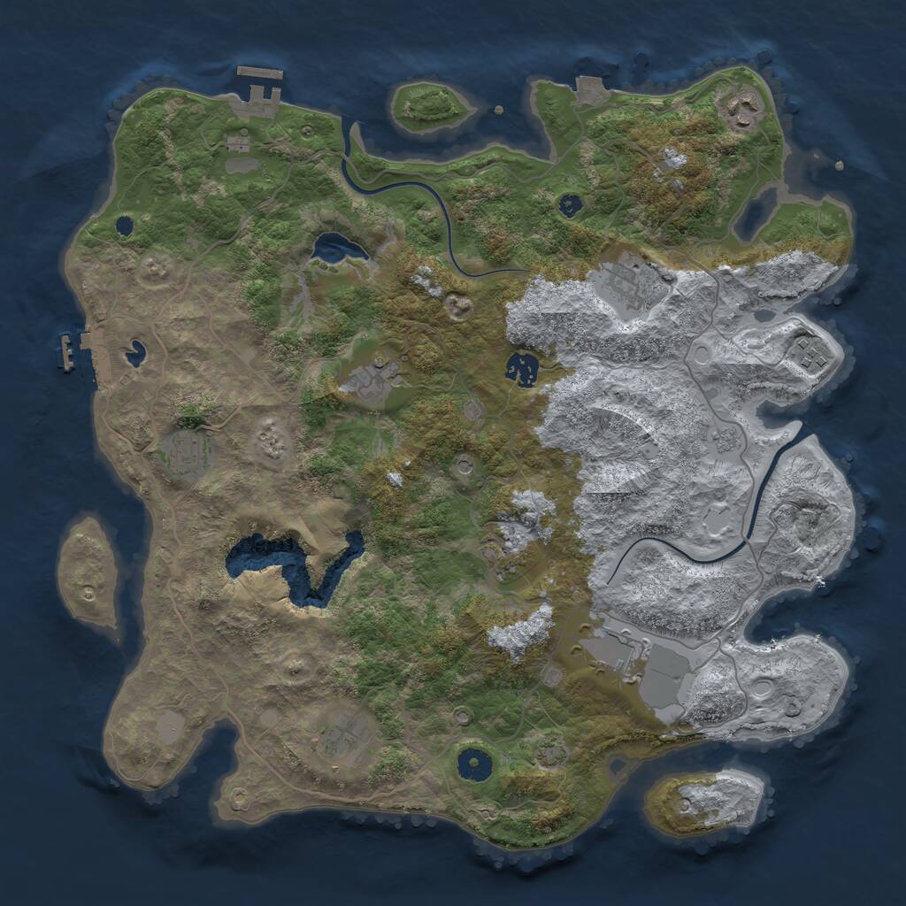 Rust Map: Procedural Map, Size: 4000, Seed: 665829, 15 Monuments
