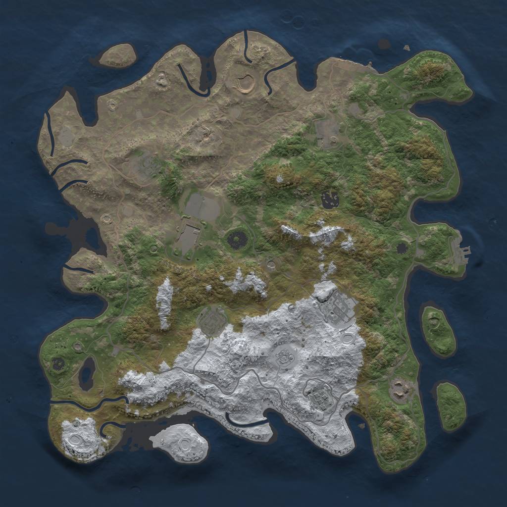 Rust Map: Procedural Map, Size: 4000, Seed: 21153, 18 Monuments