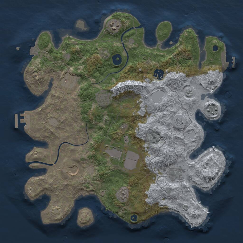 Rust Map: Procedural Map, Size: 3500, Seed: 2078303925, 14 Monuments
